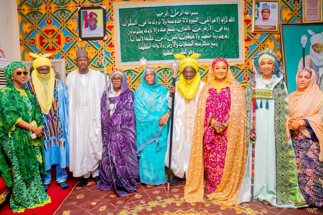 Emir of Daura Turbans Tinubu-Ojo, Hannatu Musawa with Hausa Traditional Titles